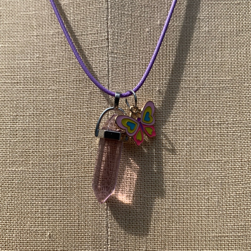 Handmade Dagger Resin Crystal Amulet Necklace & Butterfly Charm - Picture 6 of 9